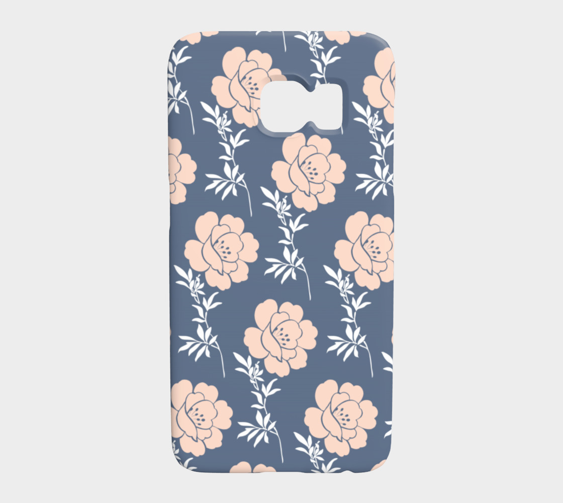 Pink and Blue Flowers on Blue Background preview #1
