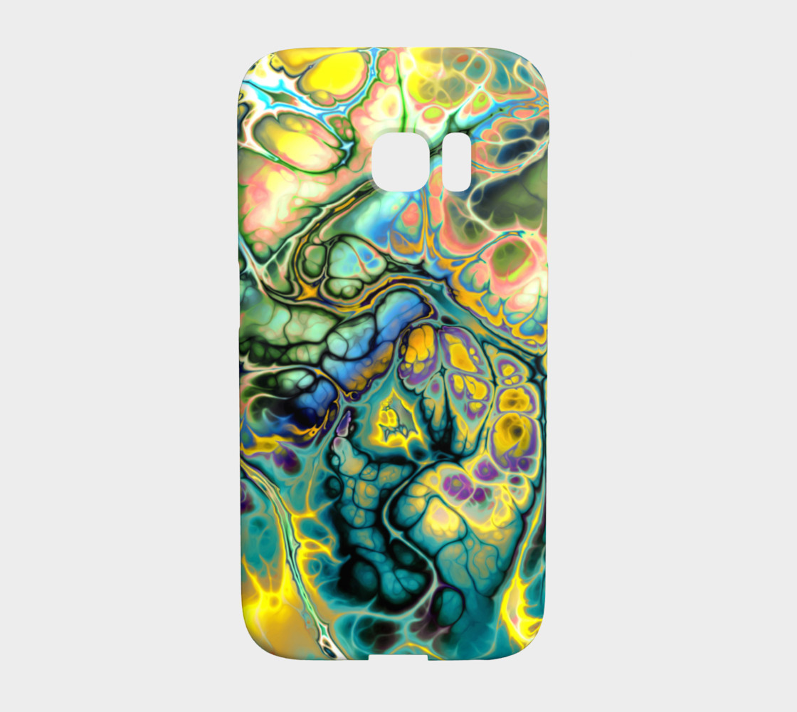 FractalBatikART_TealYellowBlueSalmon4000px preview #1