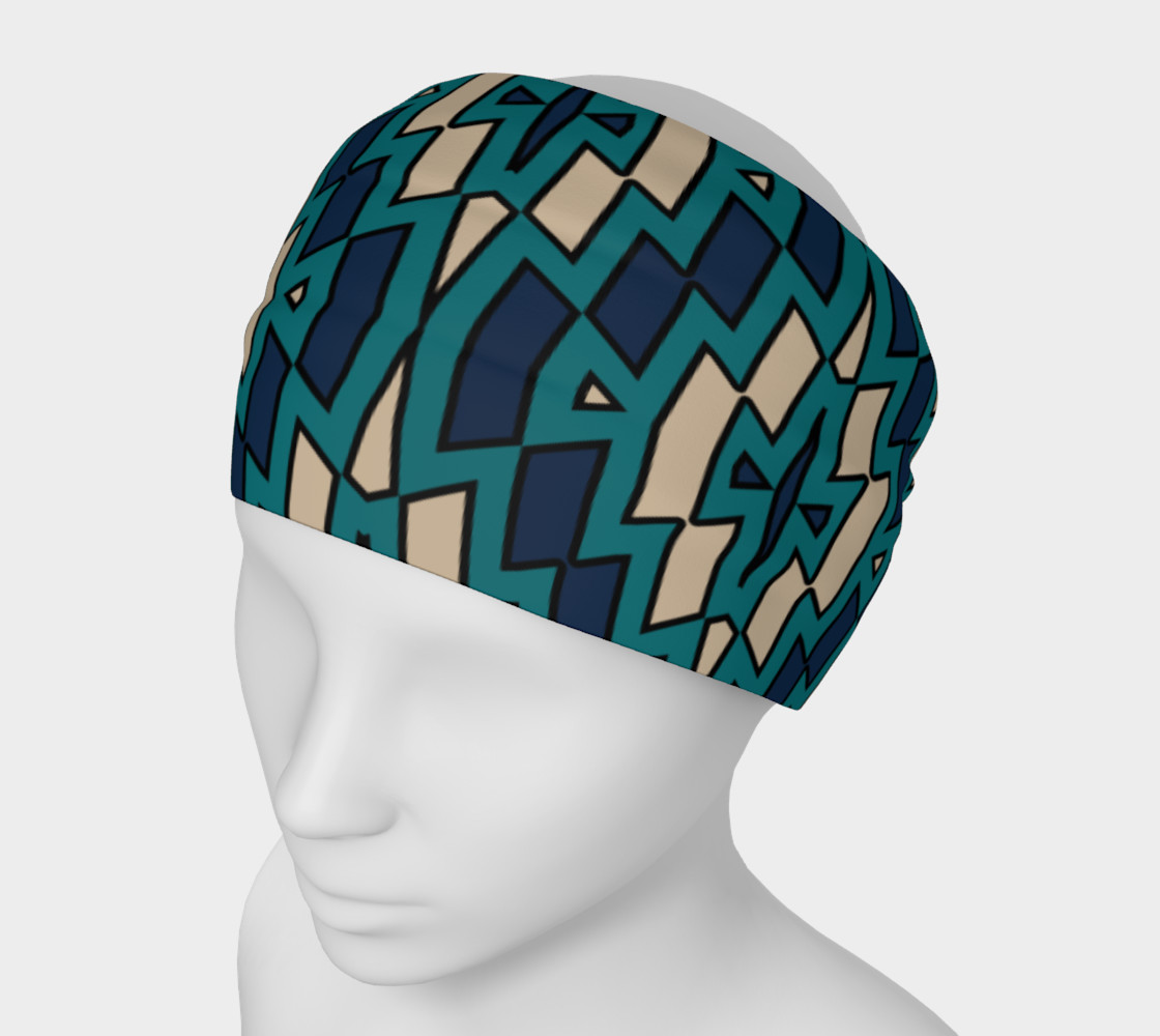 Tribal Diamond Pattern in Navy, Teal and Tan preview #1