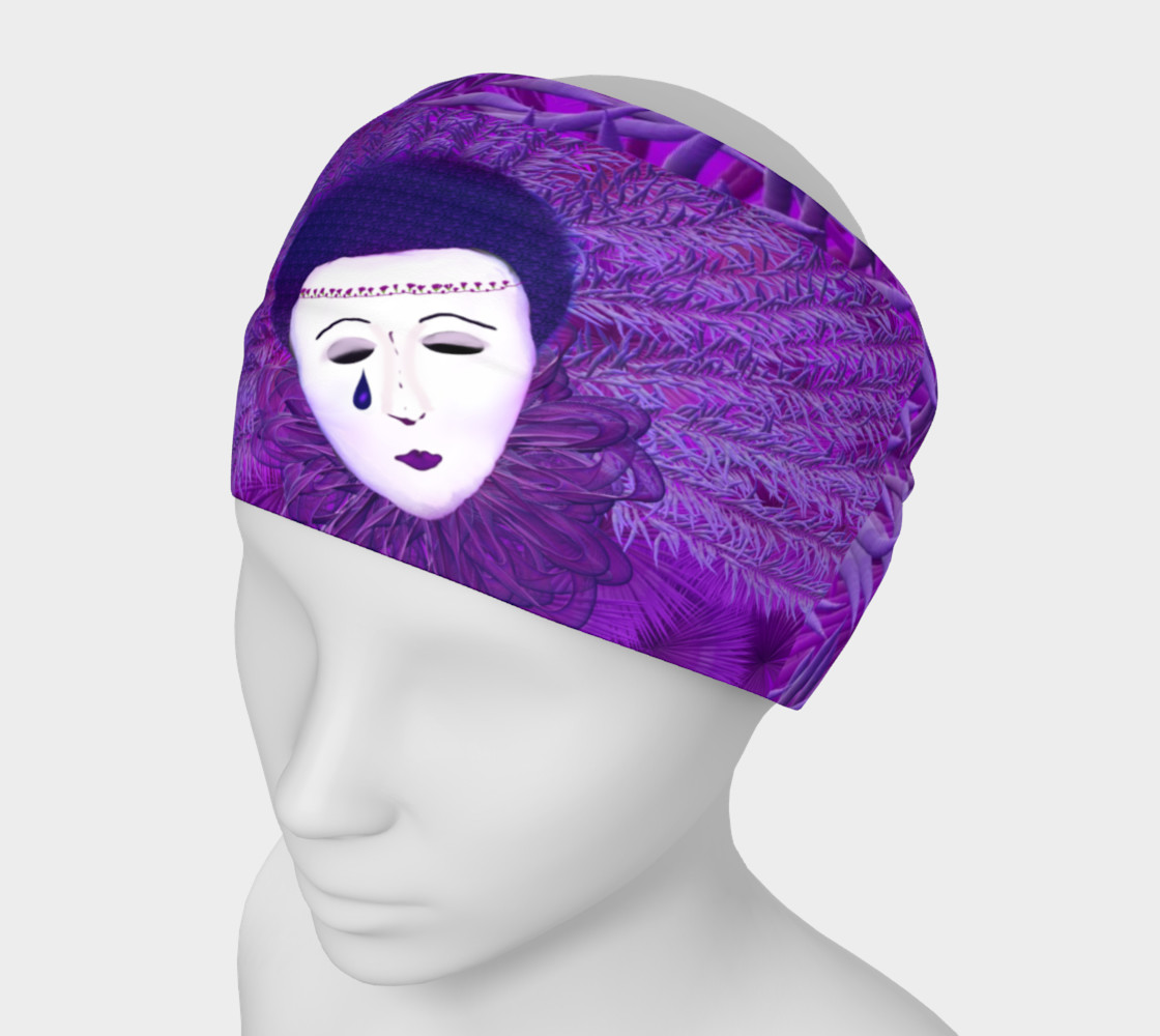 Purple Festival Sad Clown Mask Headband 3D preview