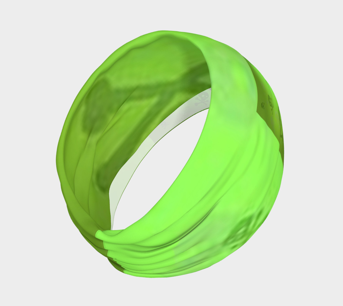 Cartoon Skull On Green Headband preview #2