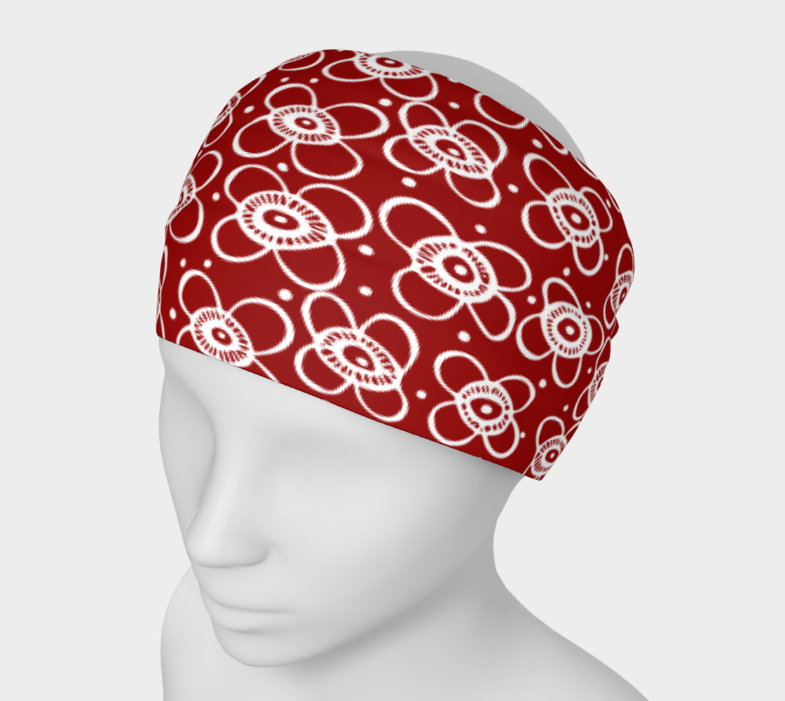 Red arctic inuit flower Headband 3D preview