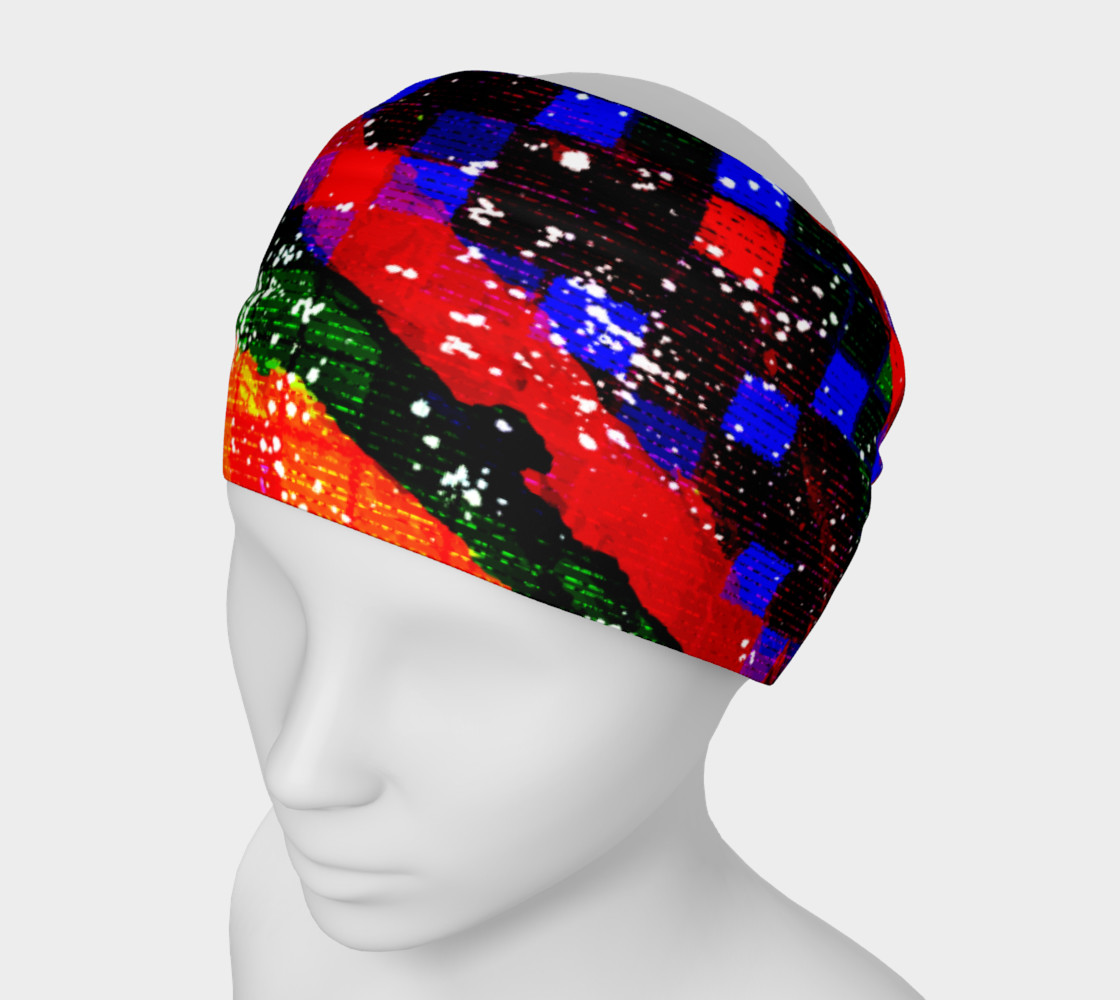 Fiery Colorful Grunge Squares and Stripes Headband preview #1