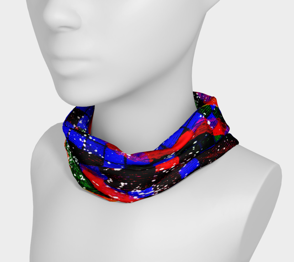 Fiery Colorful Grunge Squares and Stripes Headband preview #3