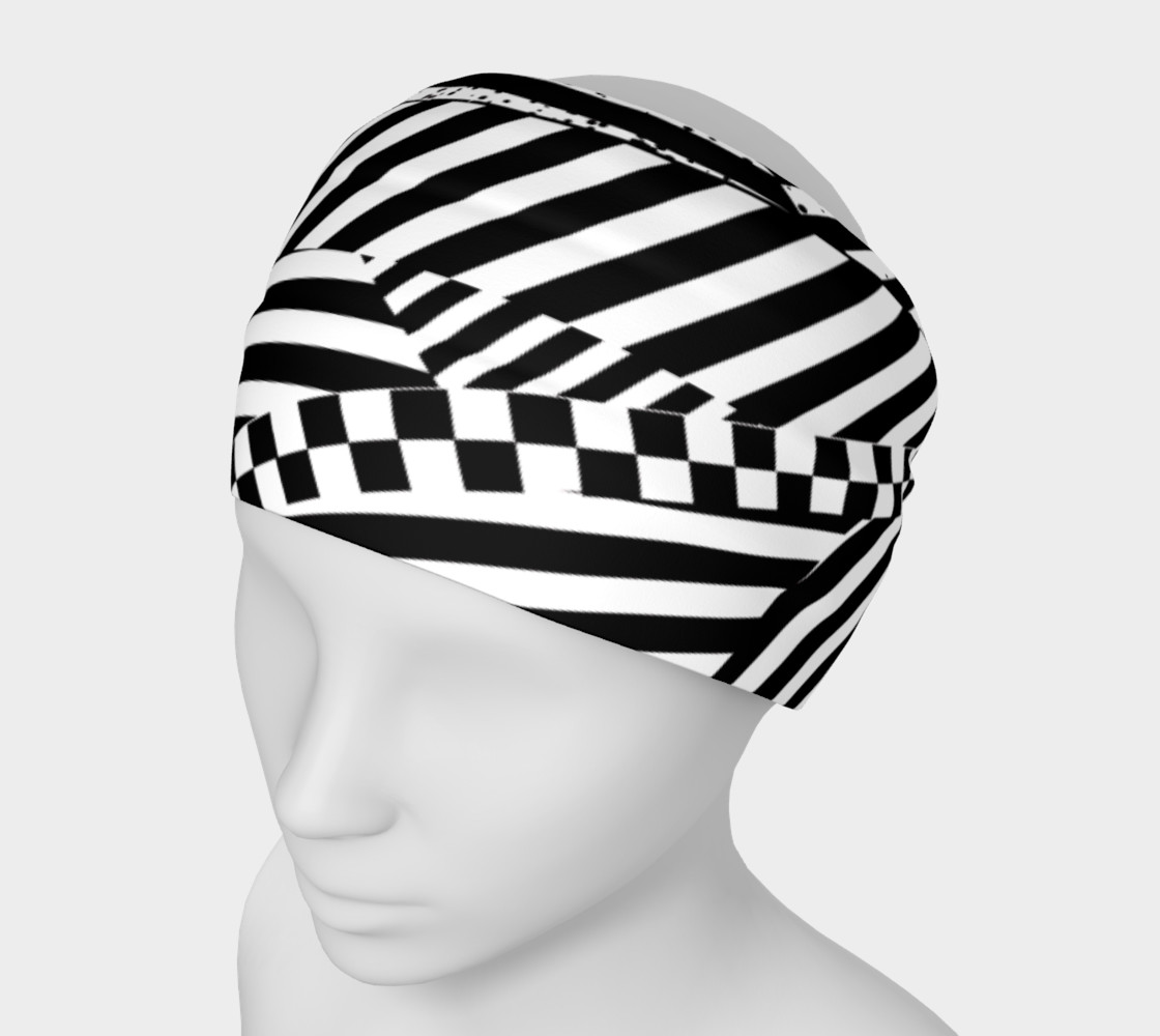 Black White Patchwork Stripes Checkerboard Headband preview #1