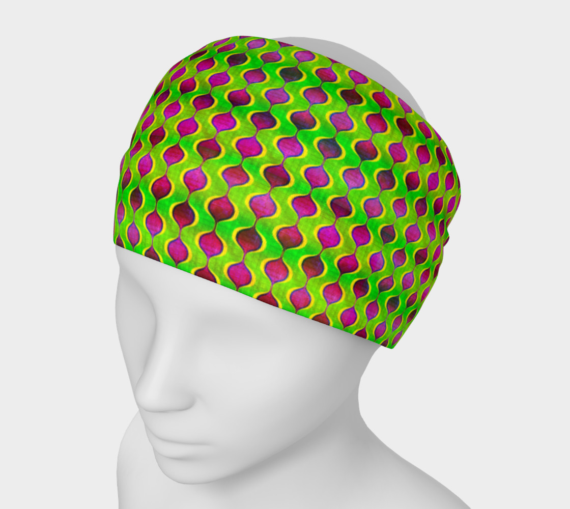 Fun Bright Green Purple Ogee Pattern Headband preview #1