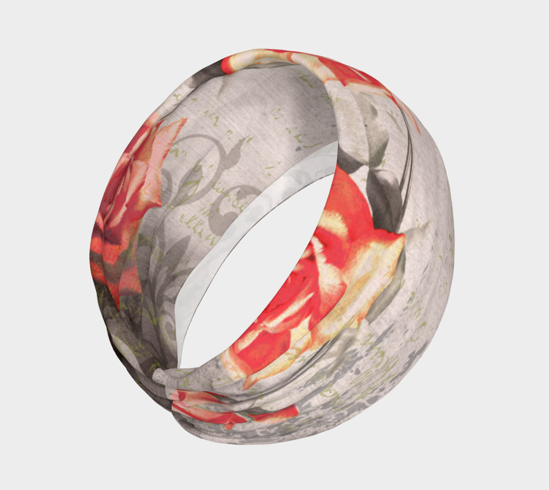 Vintage Red Grey Rose Floral Headband preview #2