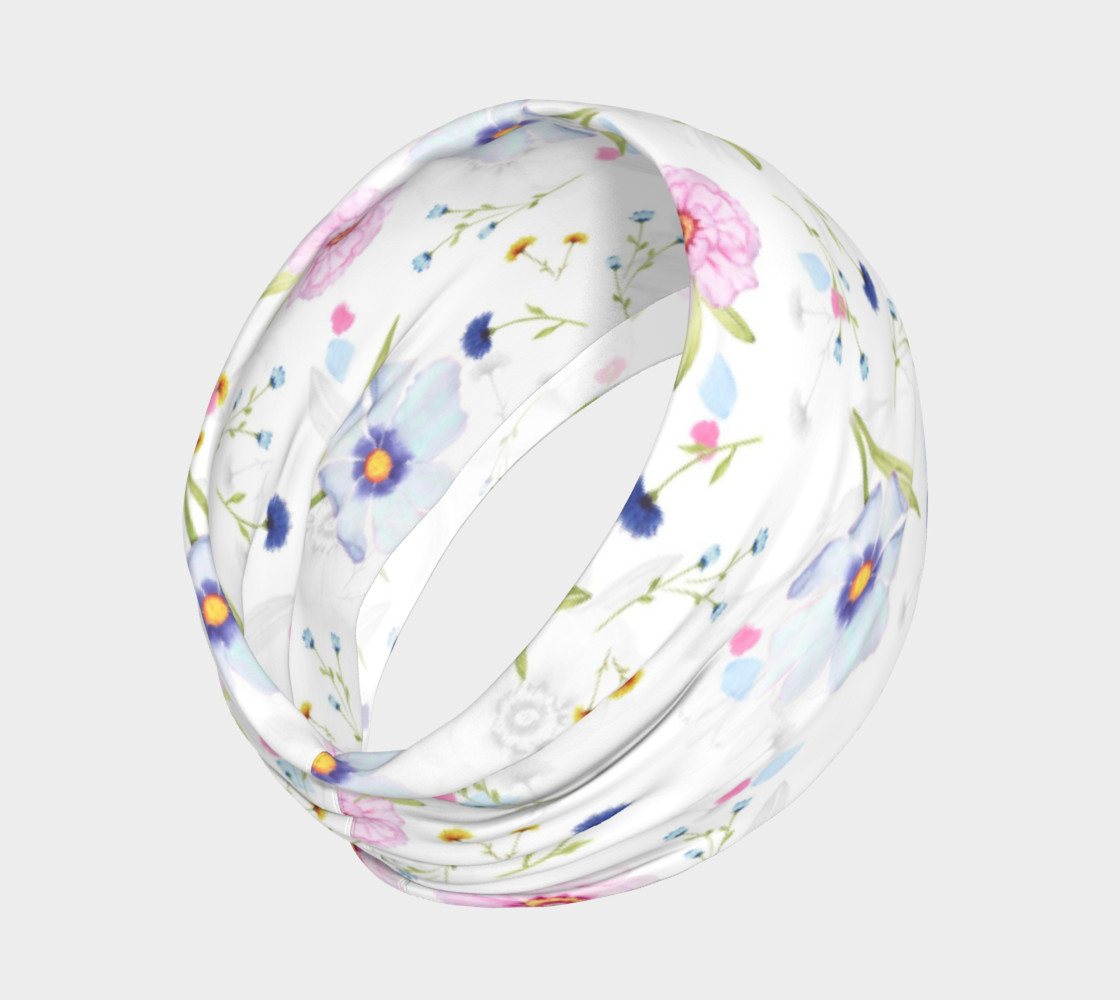Pink and Blue Flowers on White preview #2