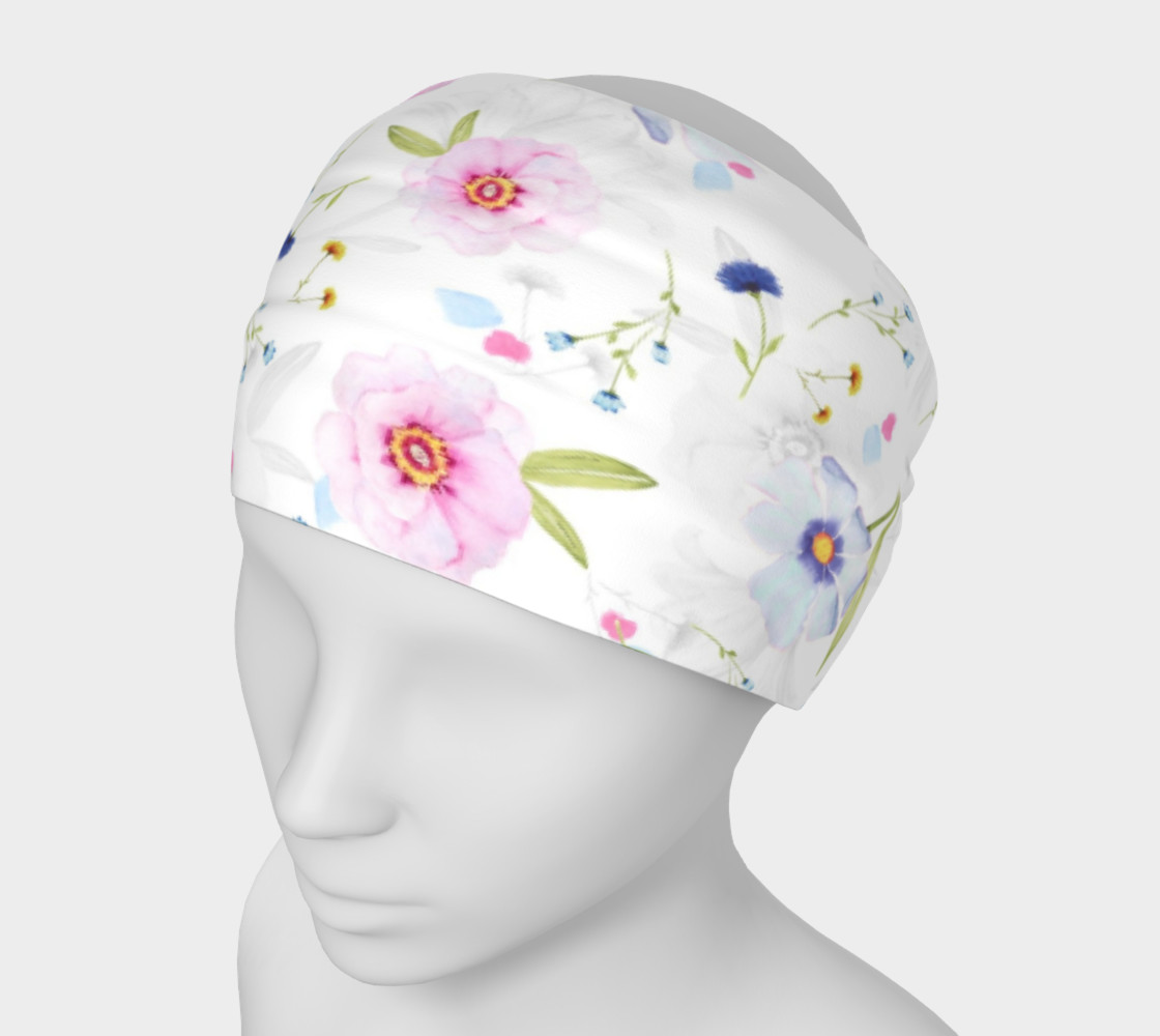 Pink and Blue Flowers on White preview #1