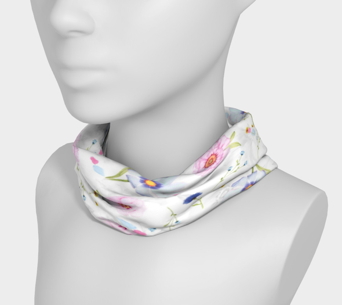 Pink and Blue Flowers on White preview #3
