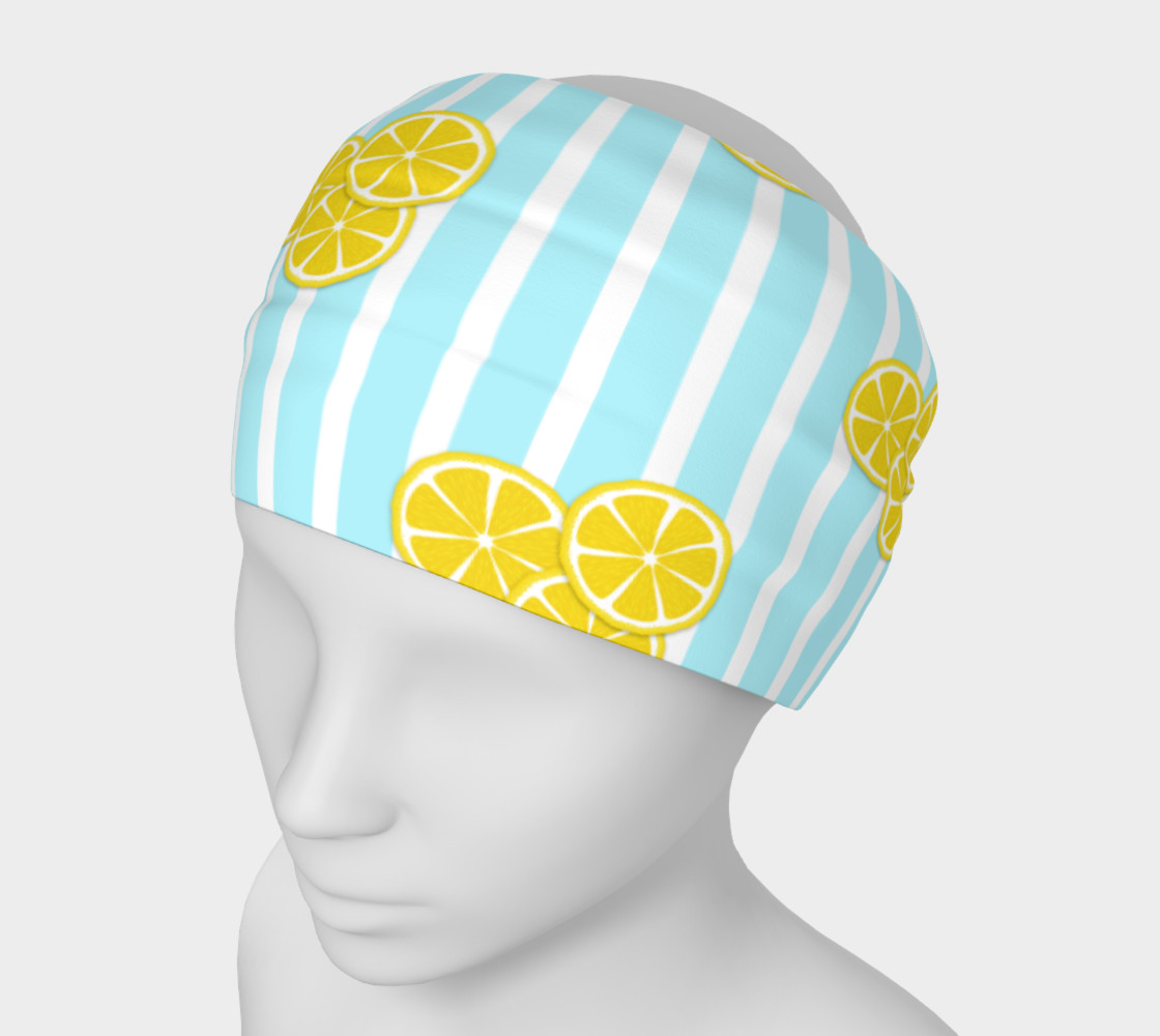 Lemon Slices on Light Blue Stripes preview #1