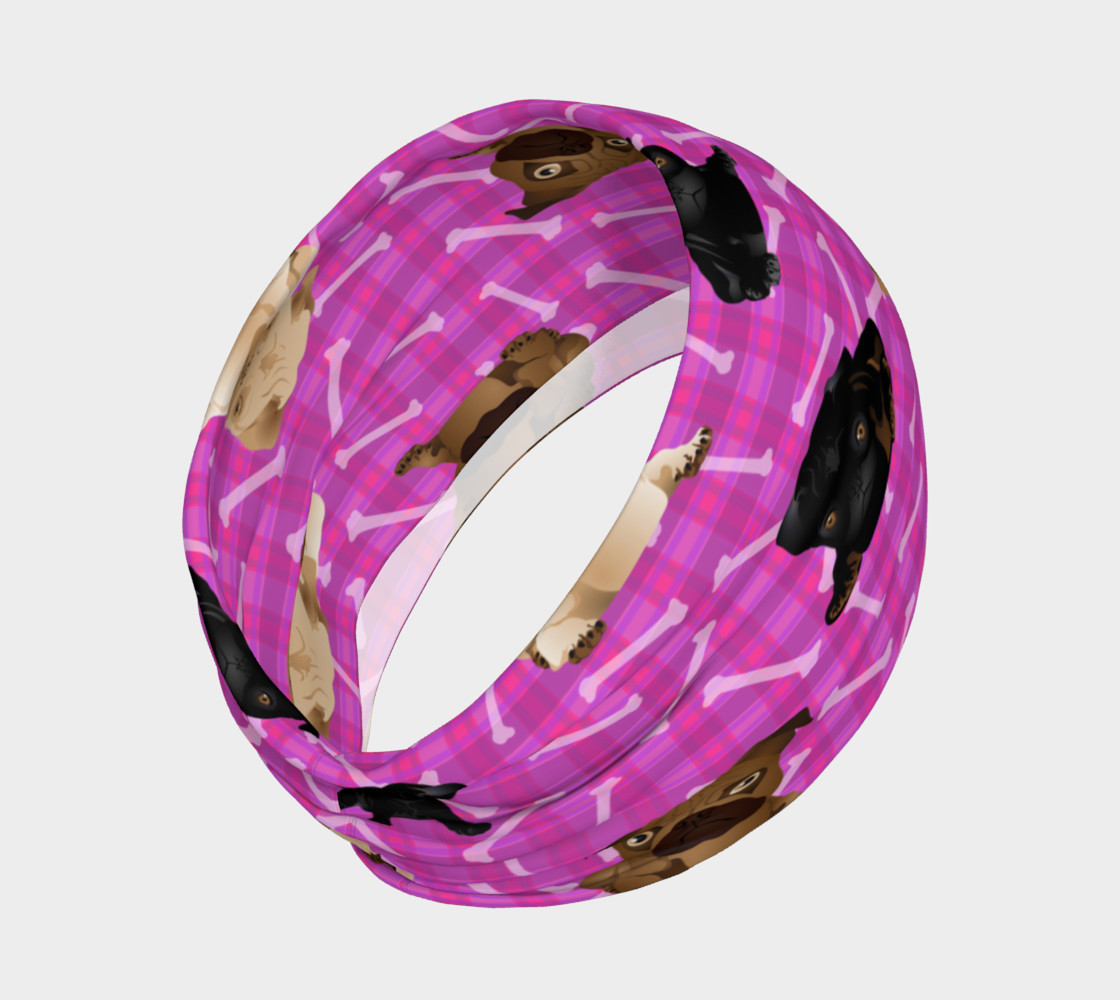 Bright Pink Pug Headband preview #2