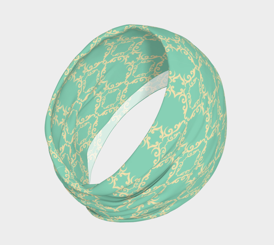 Teal and cream vintage head band preview #2