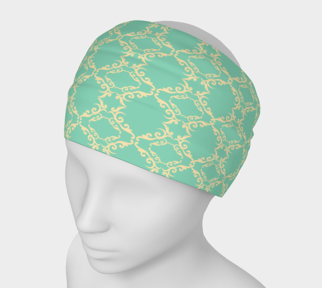 Teal and cream vintage head band preview #1