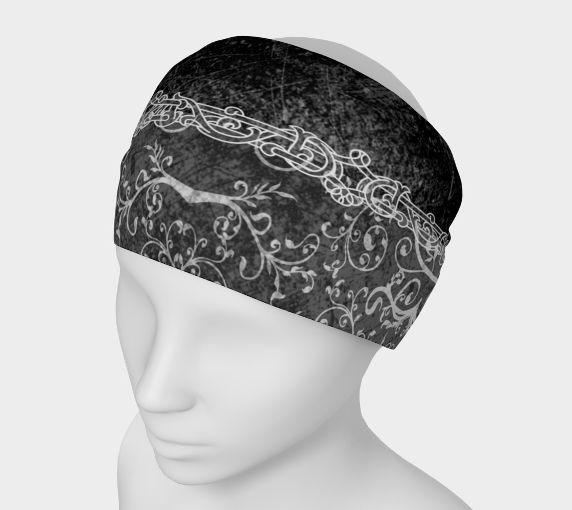Grunge Lace Damask Goth Stretch Headband preview #1
