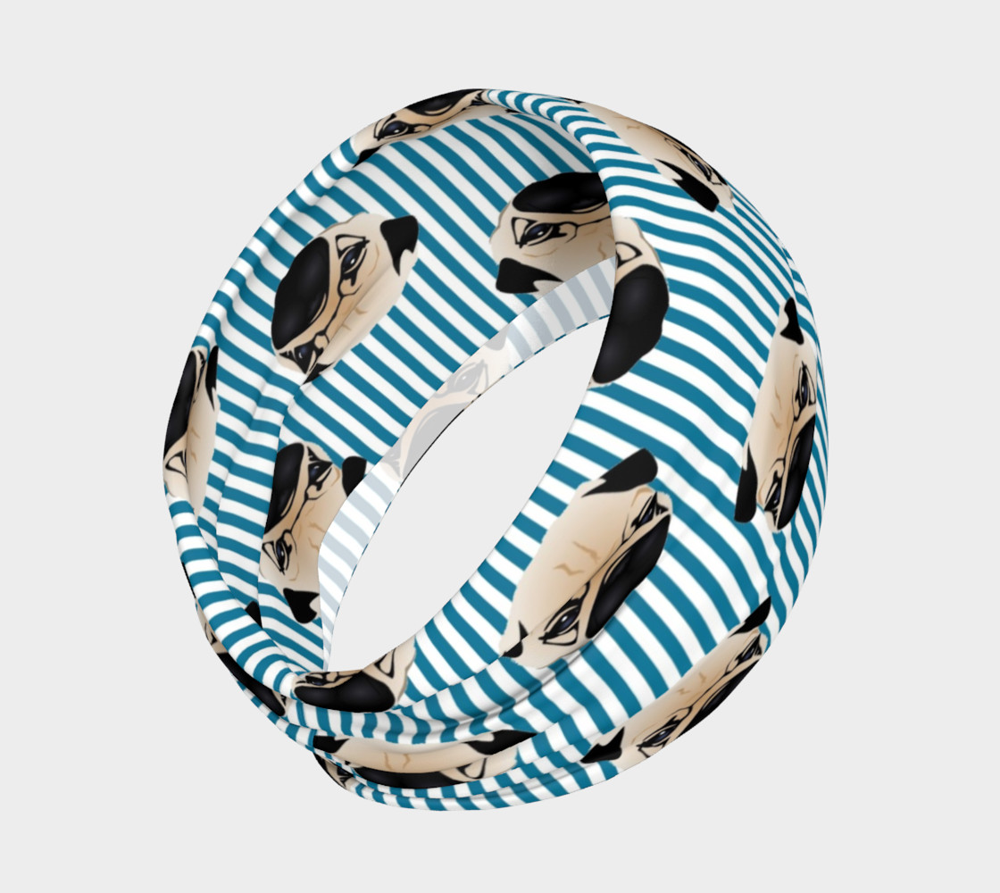 Pugs on Turquoise Stripes preview #2