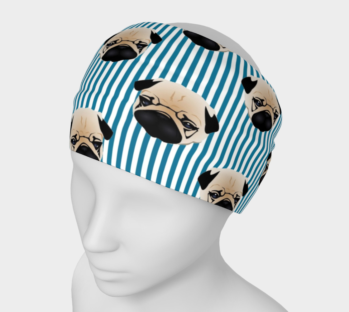 Pugs on Turquoise Stripes preview #1