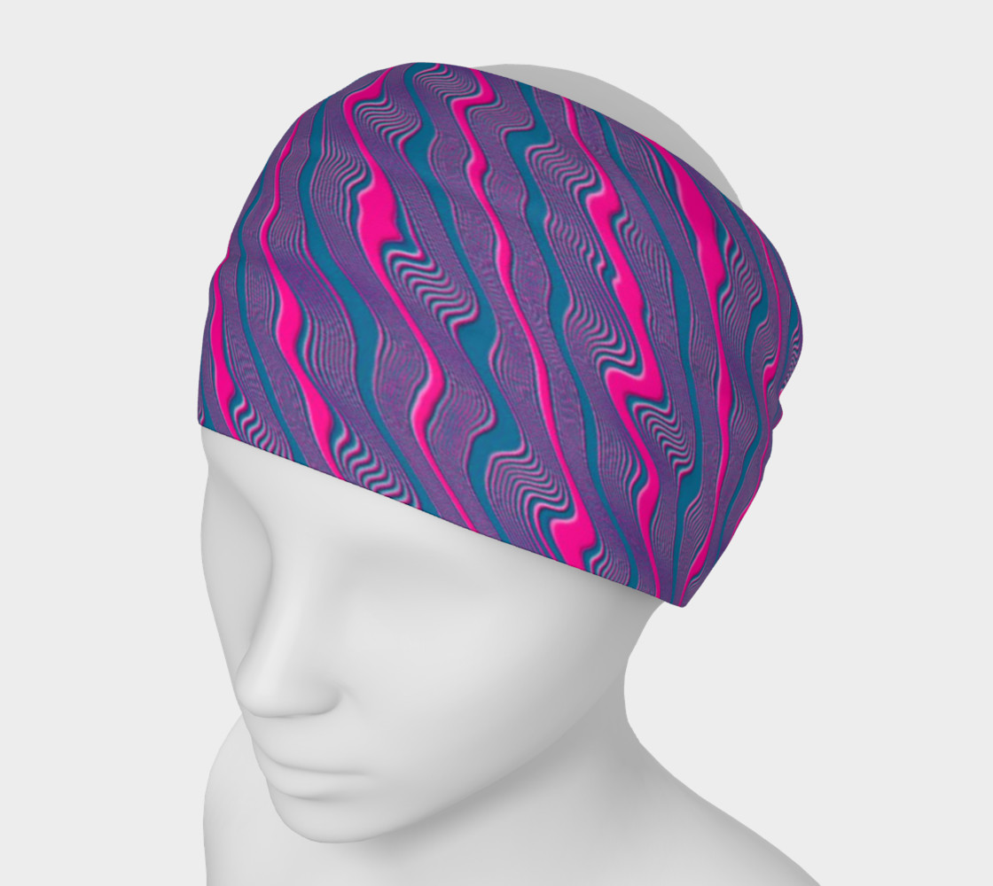 Fuchsia Crazy Stripes Headband 3D preview