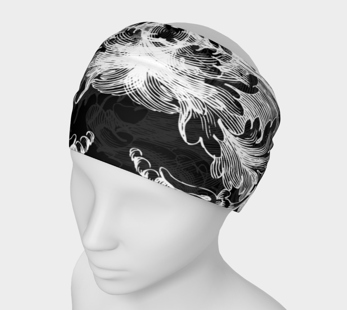 White Lace Damask Print Goth Headband  preview #1