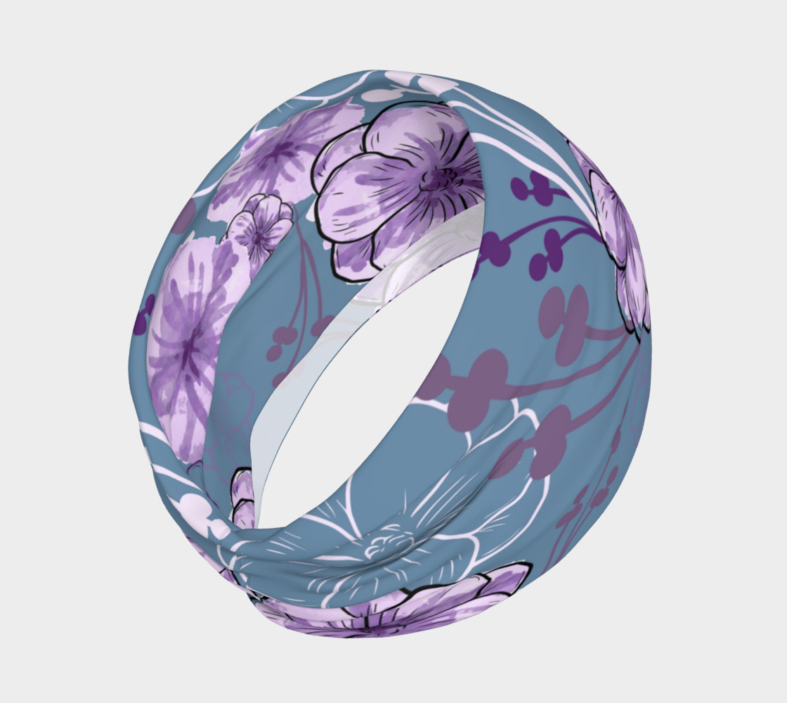 Spring Floral - Purple Flowers, Blue Background preview #2
