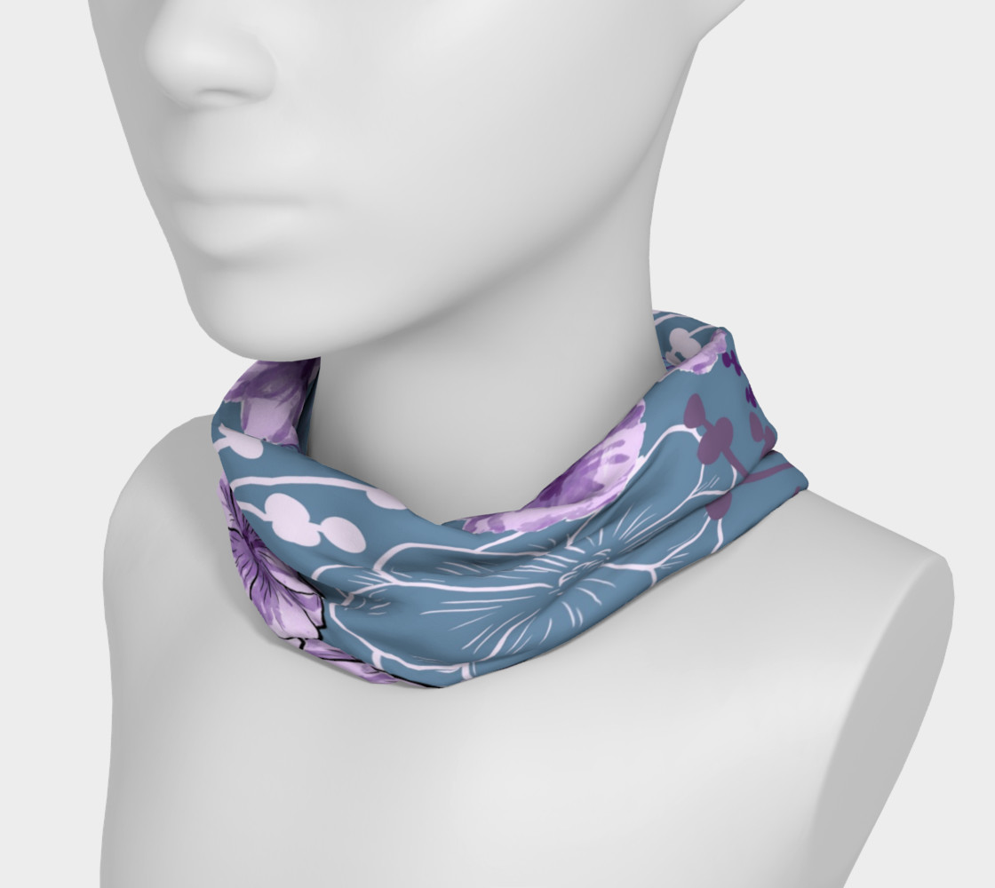 Spring Floral - Purple Flowers, Blue Background preview #3