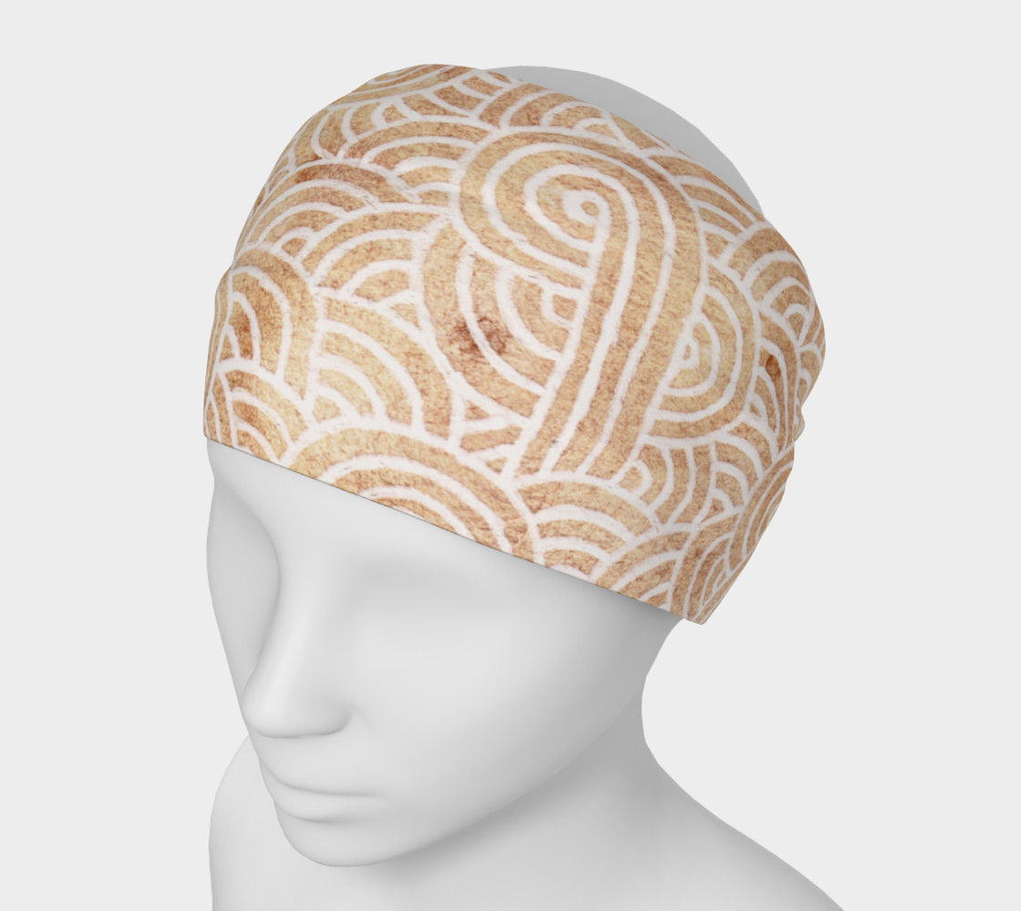 Iced coffee and white swirls doodles Headband preview #1