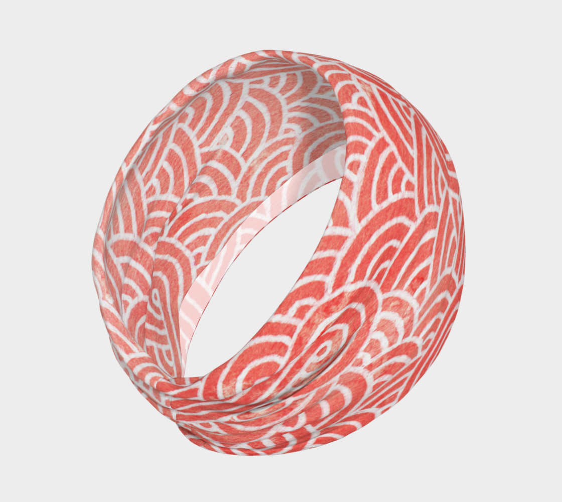 Peach echo and white swirls doodles Headband preview #2