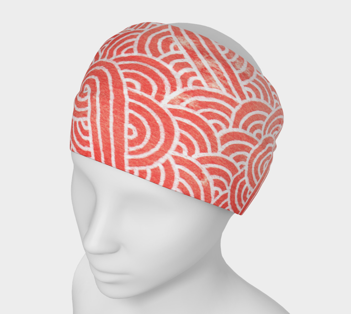 Peach echo and white swirls doodles Headband preview #1