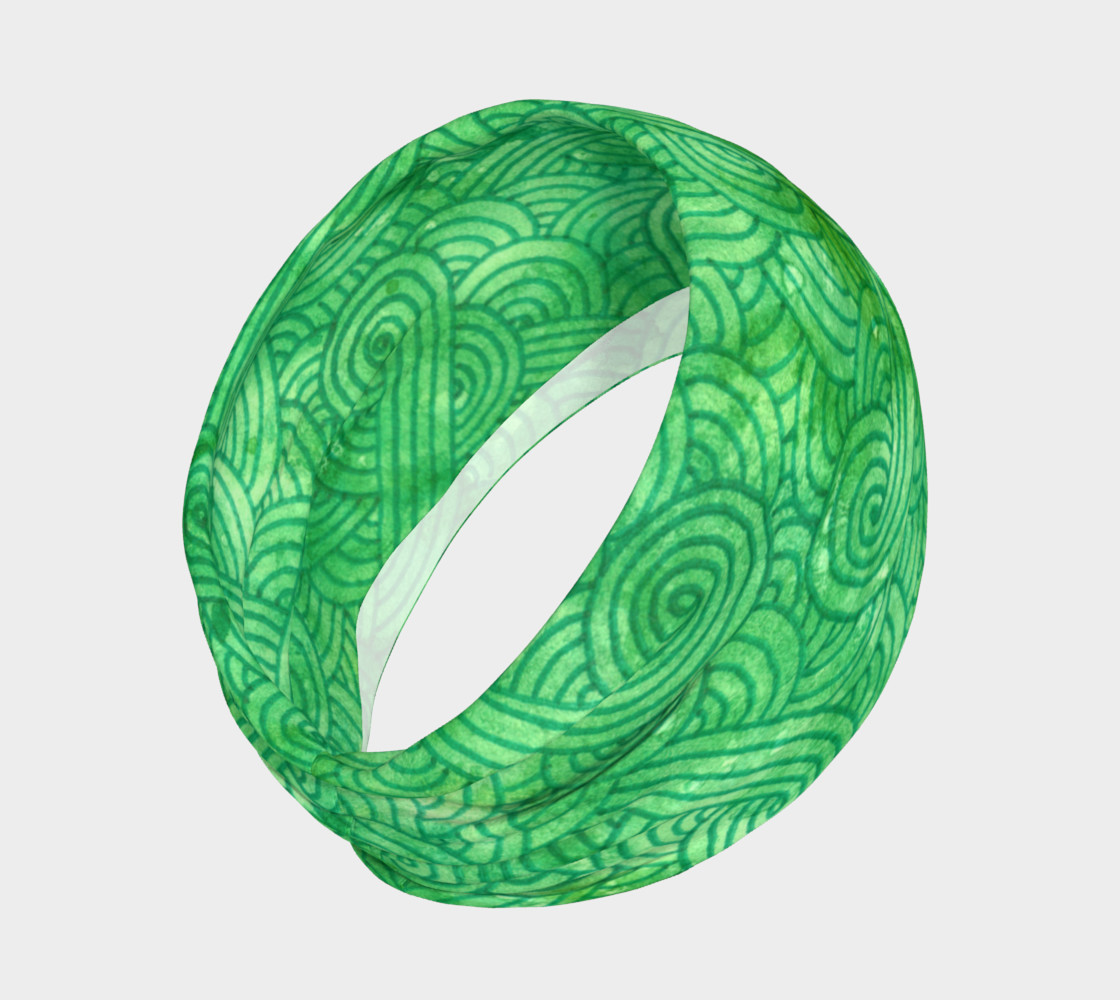 Green swirls doodles Headband preview #2