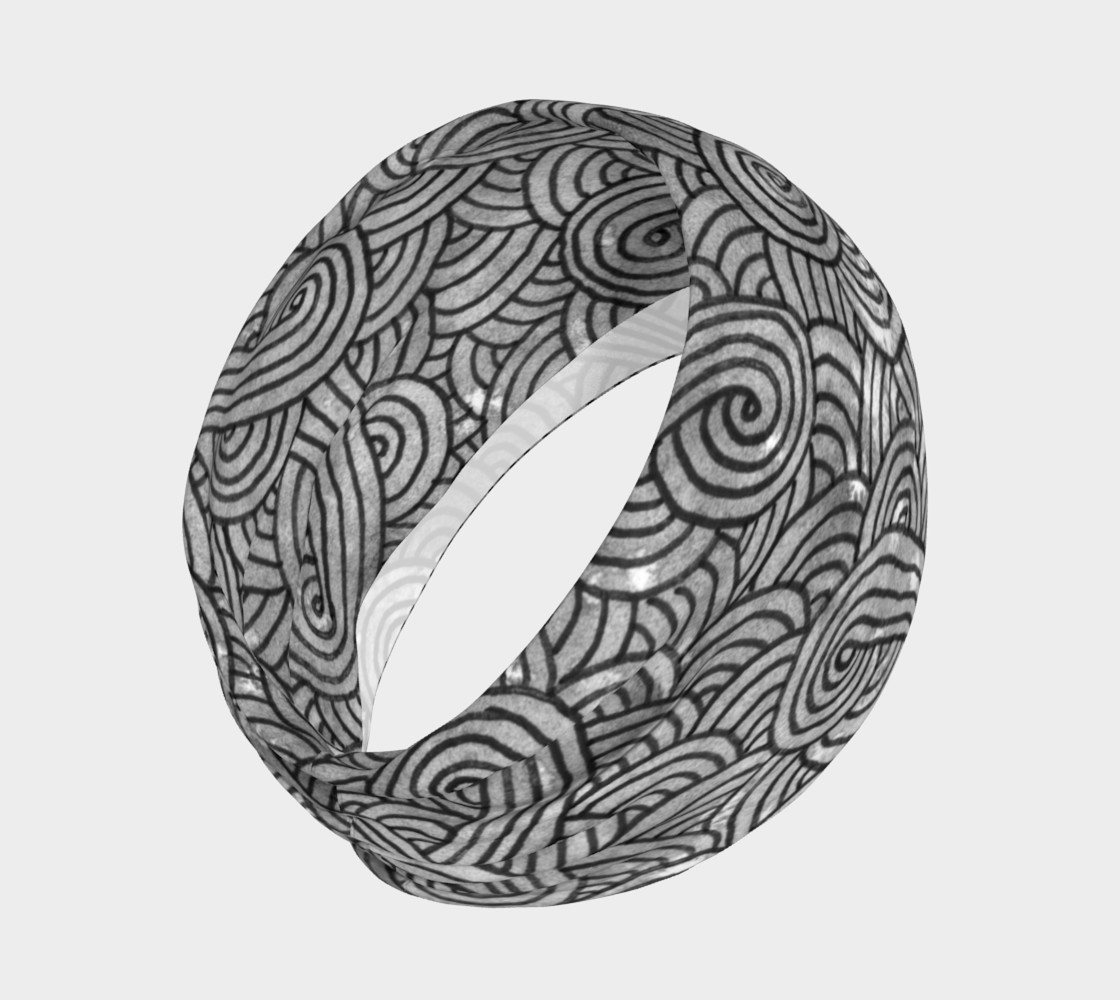 Grey and black swirls doodles Headband preview #2