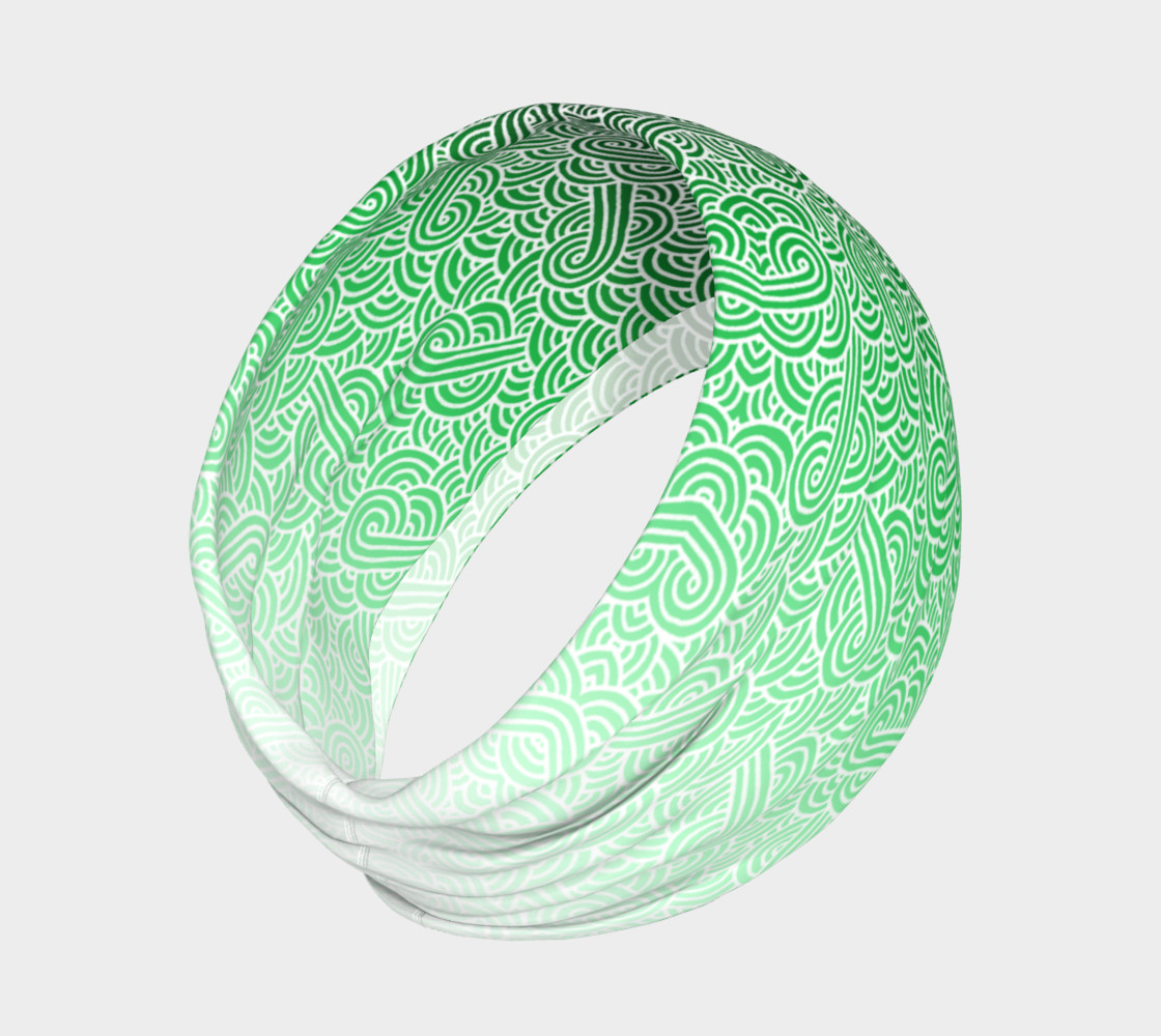 Ombre green and white swirls doodles Headband preview #2