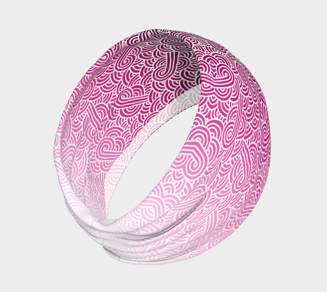 Ombre pink and white swirls doodles Headband preview #2