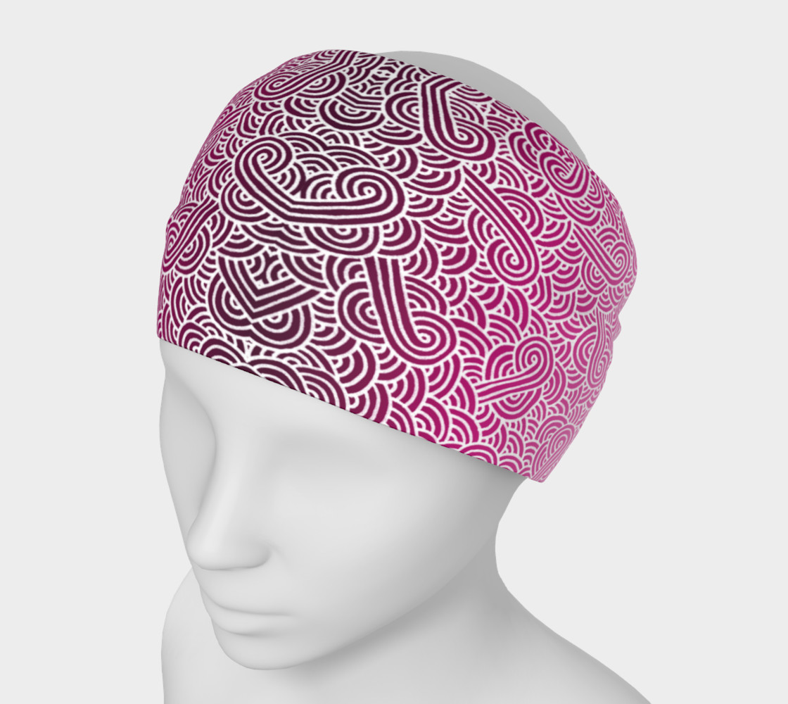 Ombre pink and white swirls doodles Headband preview #1