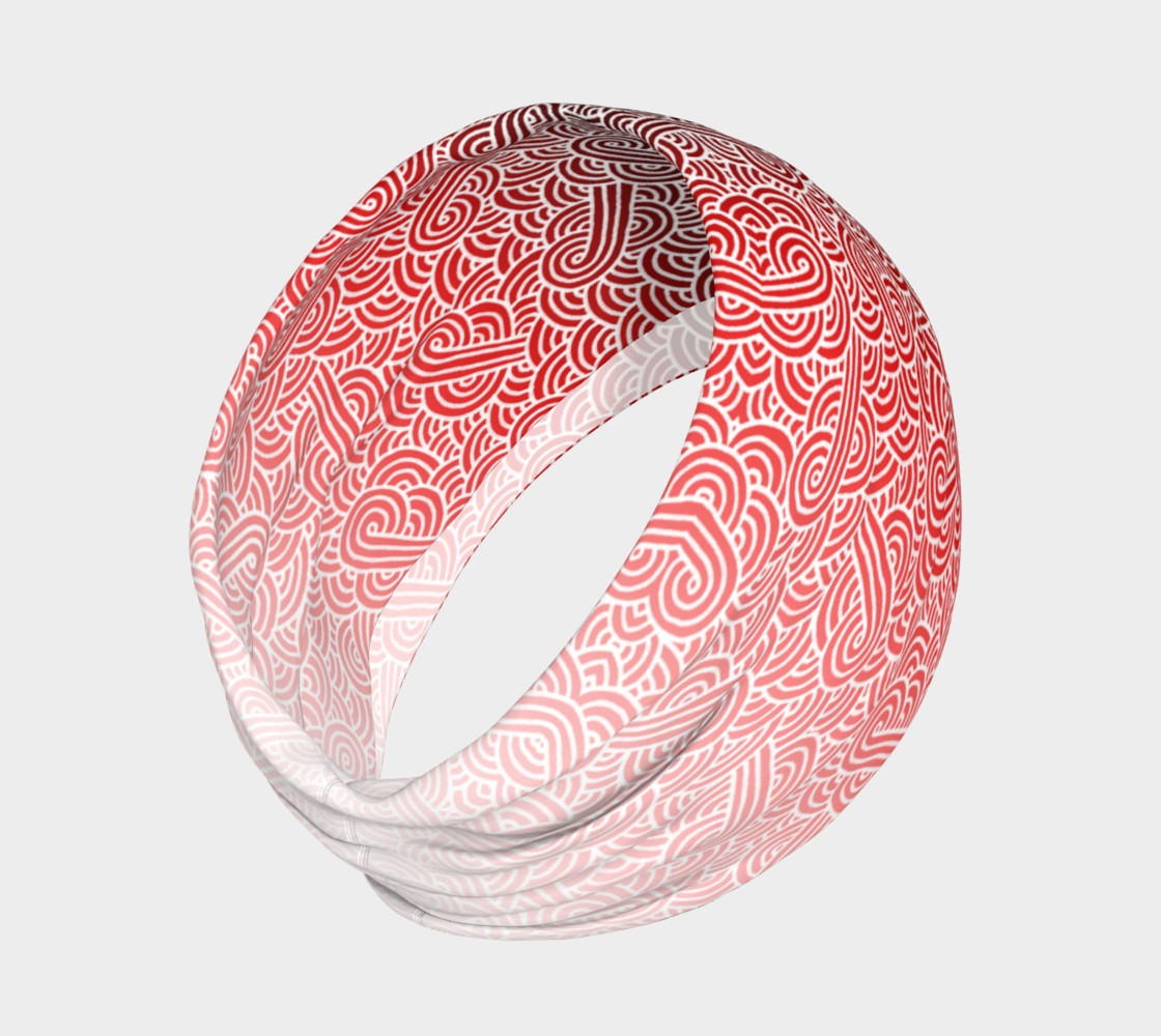 Ombre red and white swirls doodles Headband thumbnail #3
