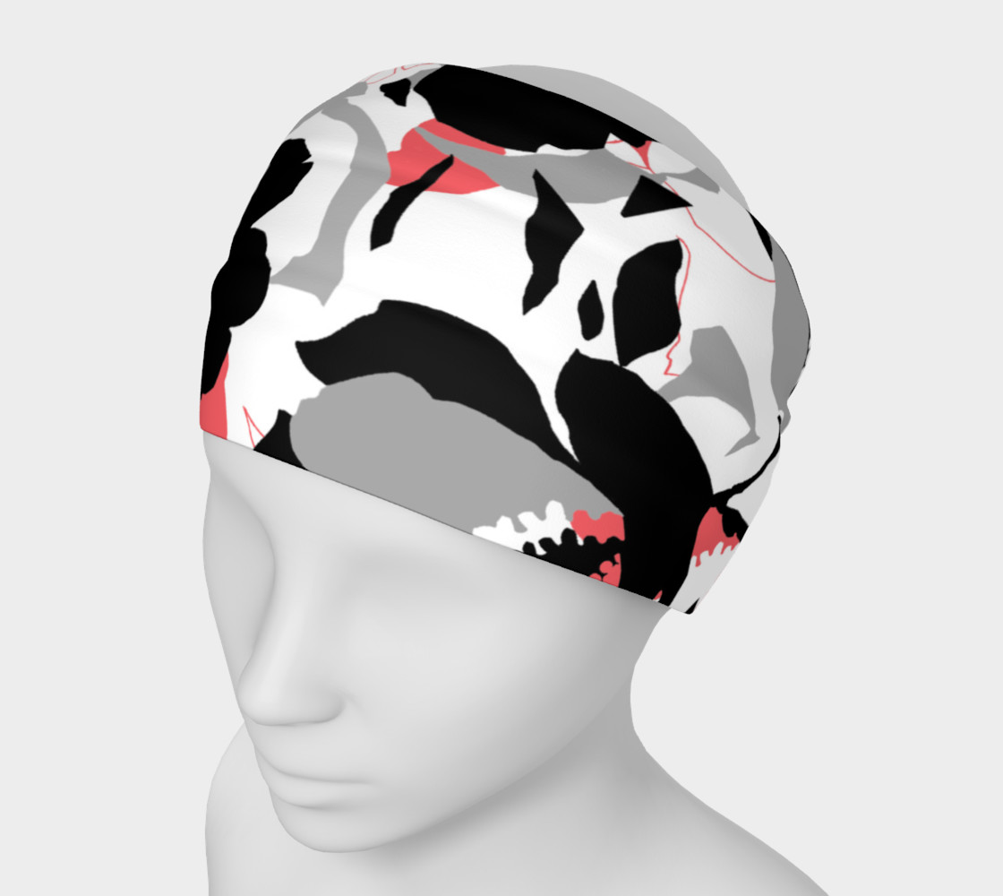 Black and White Flowers Headband Miniature #2