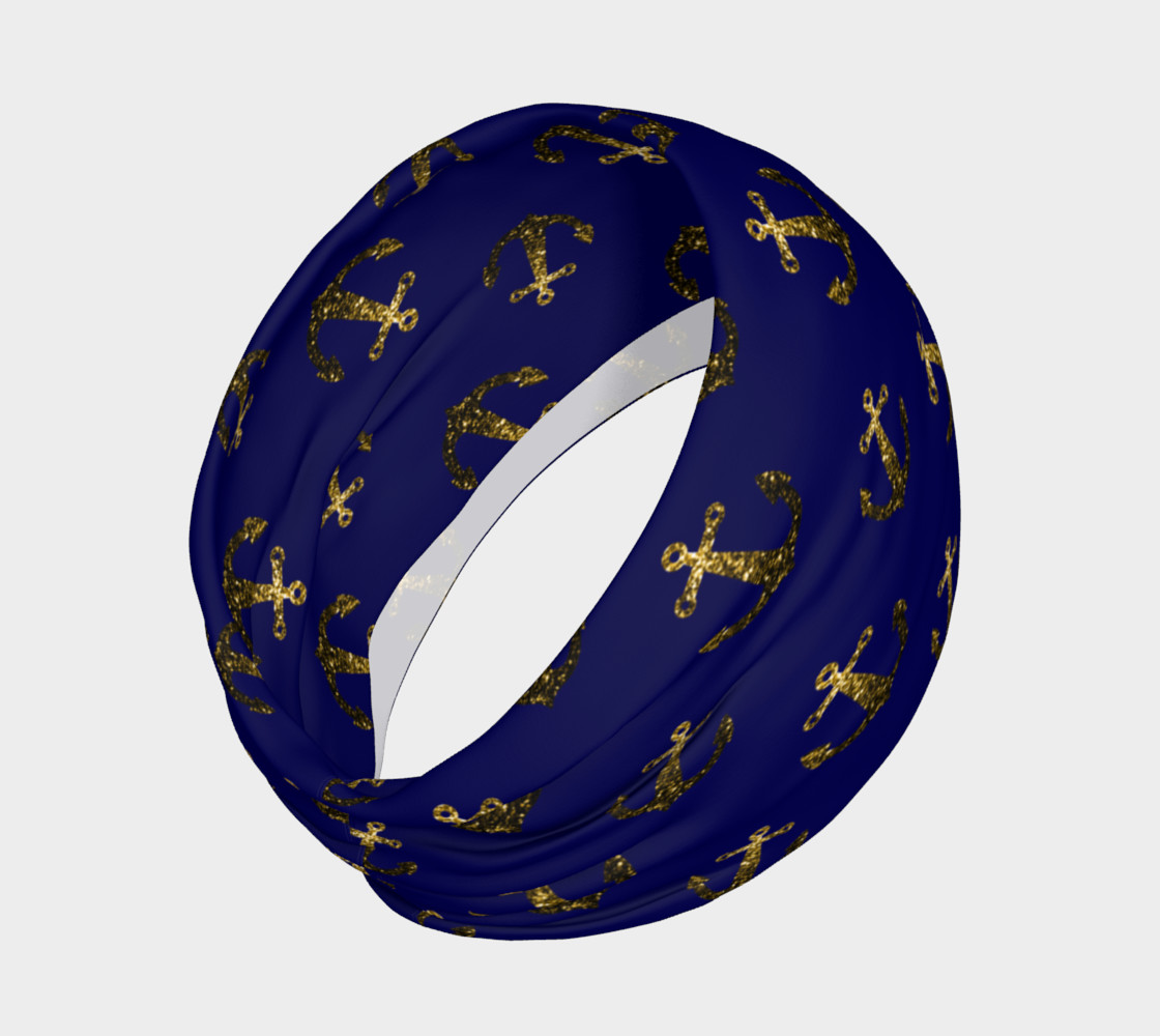 Yellow Gold sparkles Anchor pattern Navy blue preview #2