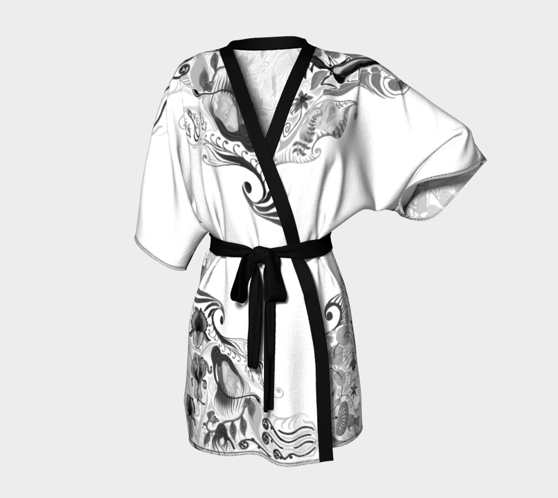 Aperçu 3D de Botanical kimono black and white
