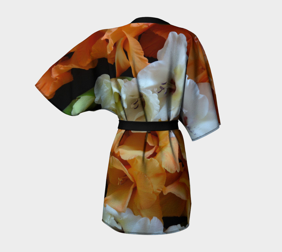Orange + White Gladiolus Kimono Robe preview #4
