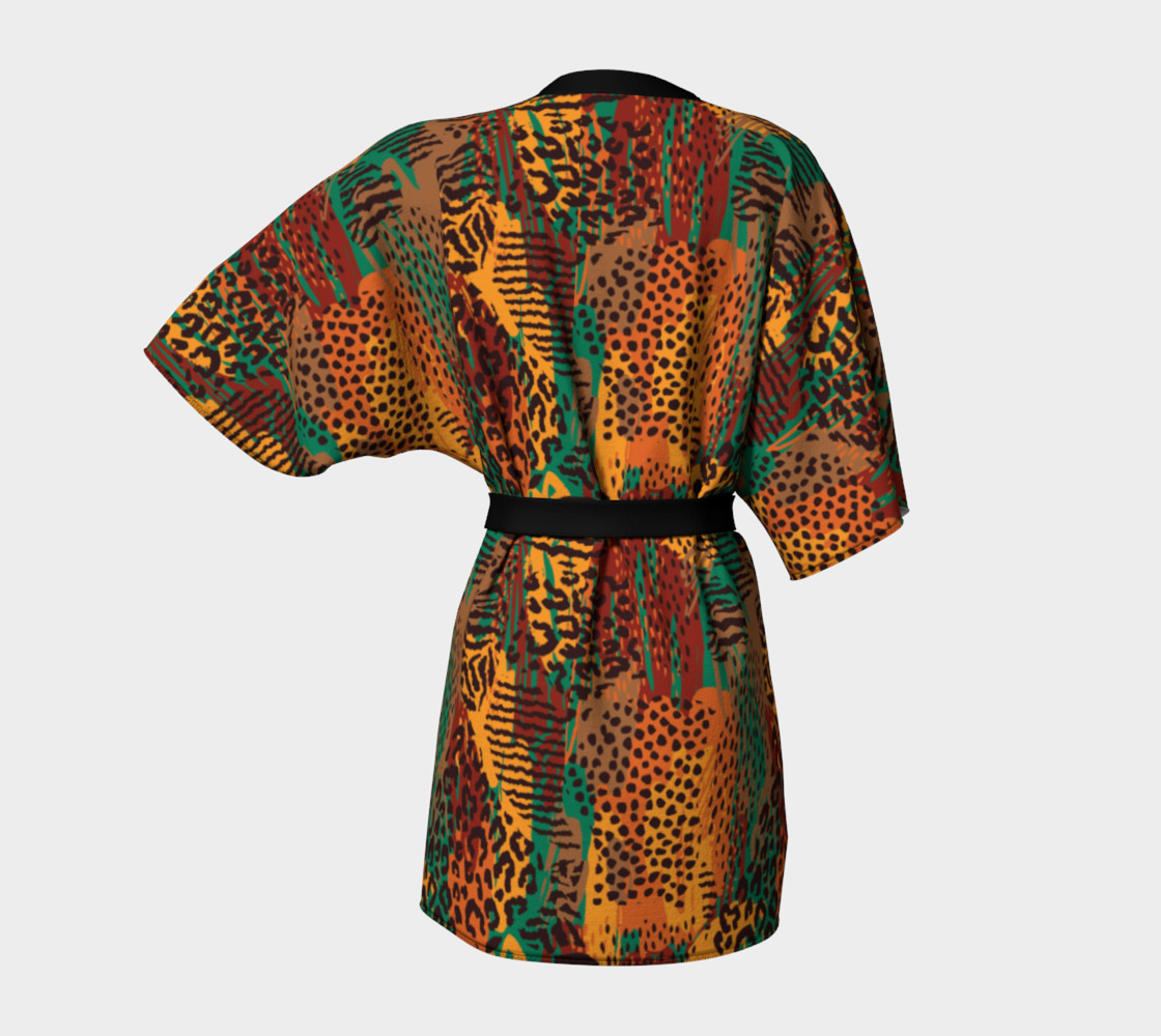 Safari Animal Print Mashup Kimono Robe preview #4