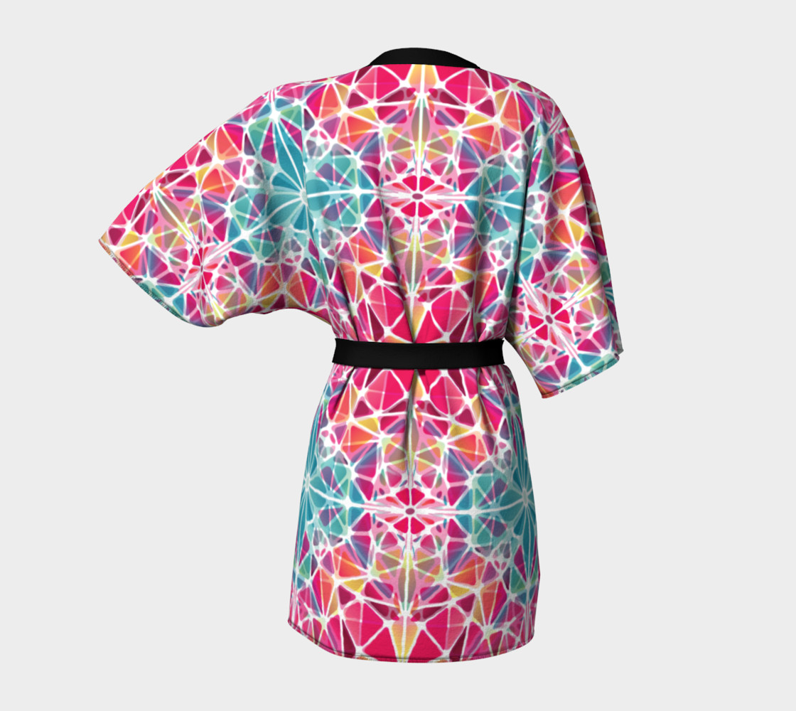 Pink and Blue Kaleidoscope Kimono Robe preview #4