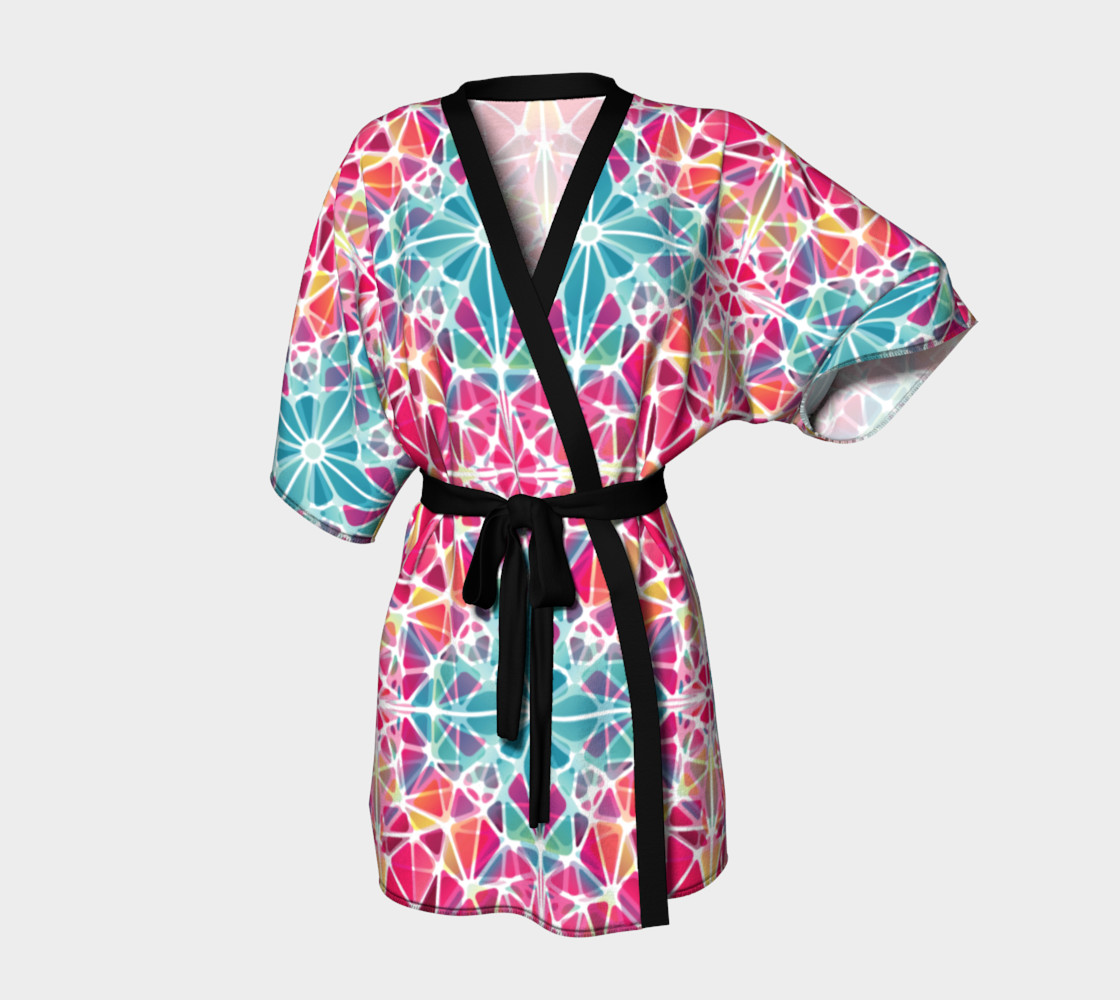 Pink and Blue Kaleidoscope Kimono Robe preview #1
