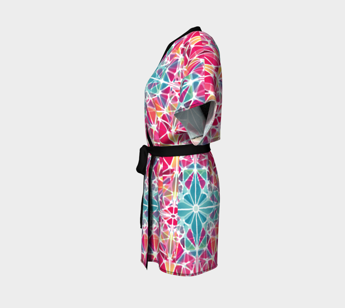 Pink and Blue Kaleidoscope Kimono Robe preview #2