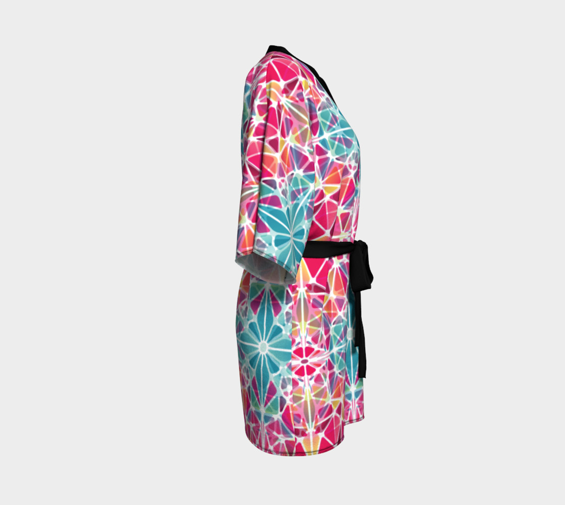 Pink and Blue Kaleidoscope Kimono Robe preview #3
