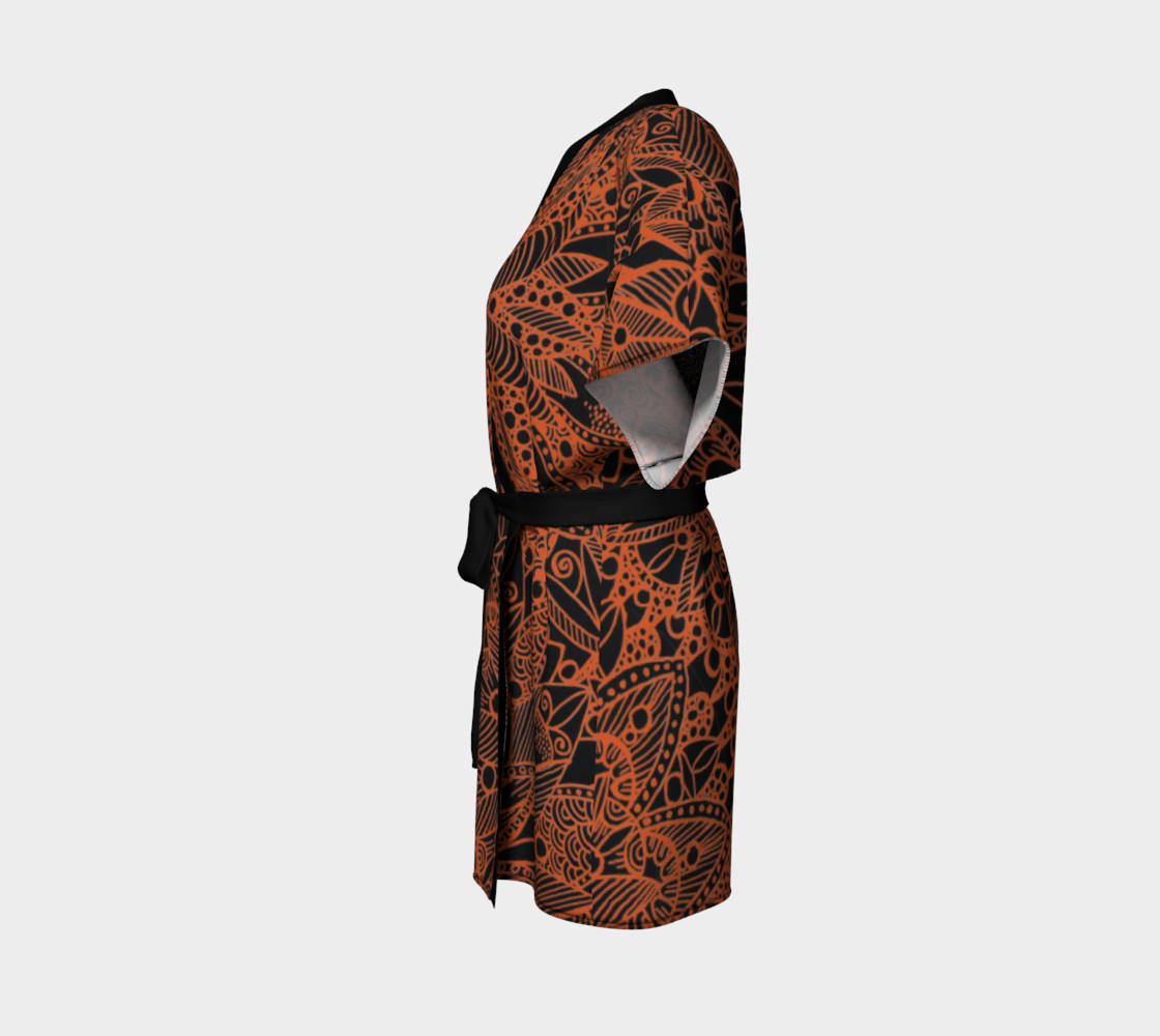 Orange Mandala Pattern Kimono Robe preview #2