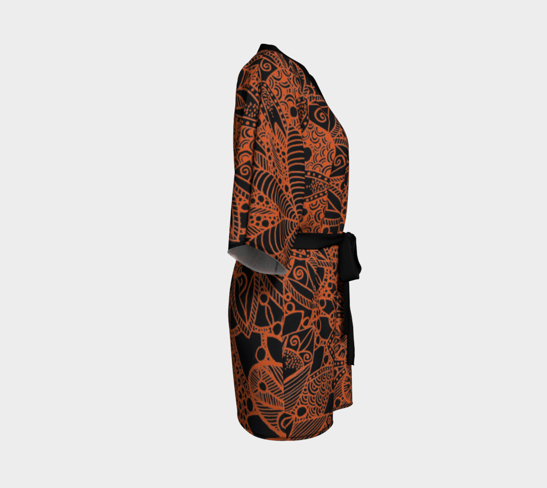 Orange Mandala Pattern Kimono Robe preview #3