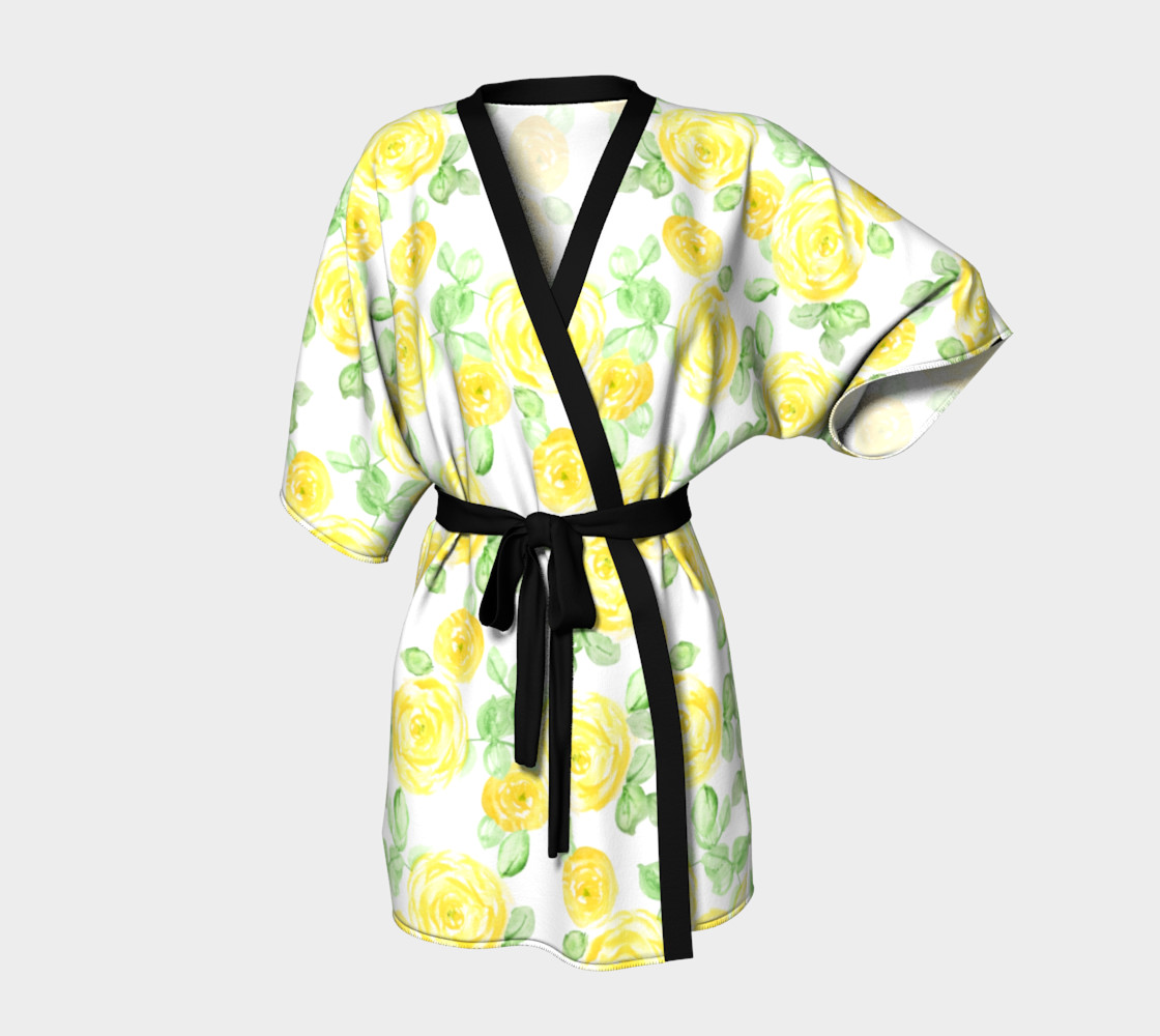 Beautiful yellow watercolor painted rose pattern preview #1