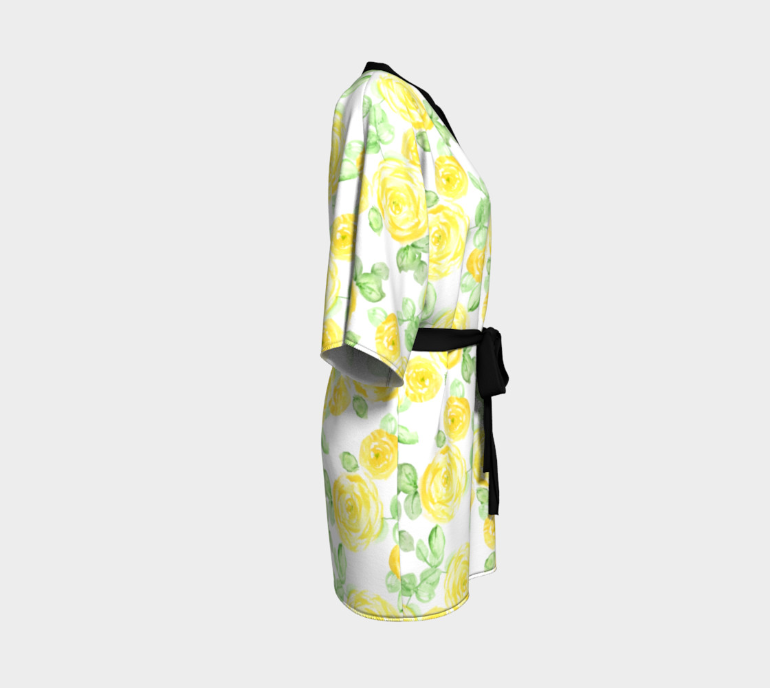 Beautiful yellow watercolor painted rose pattern preview #3