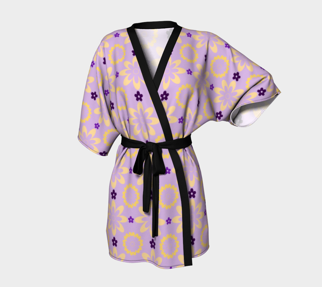 Aperçu de Orange and Purple Flower Clash Kimono #1