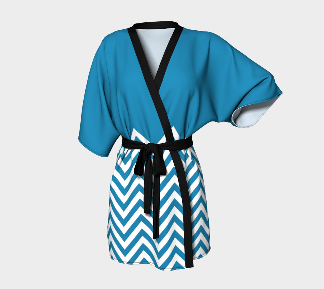 Blue Chevron Pattern with Solid Top thumbnail #2