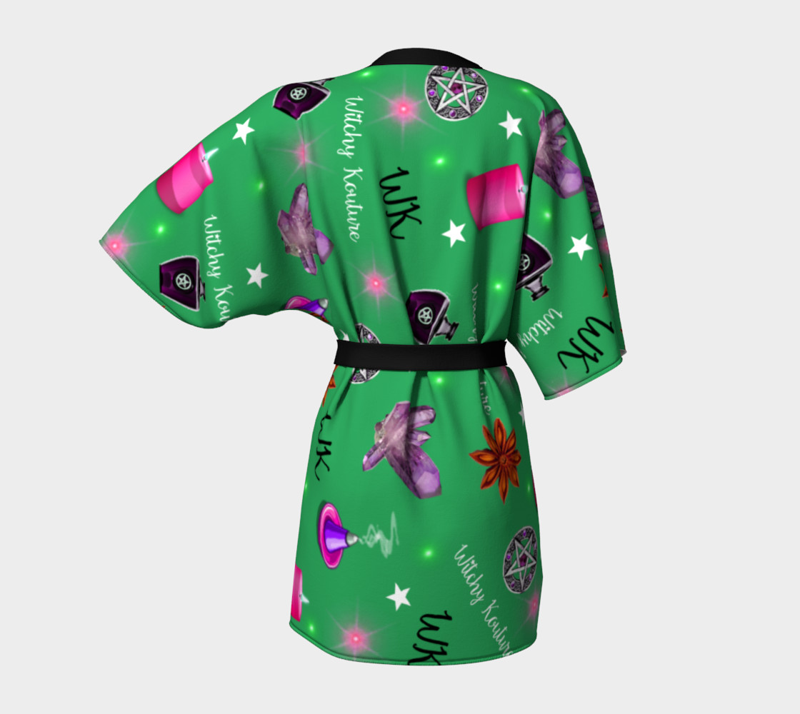 WK #ModernWitchLife Green Print Kimono Robe preview #4